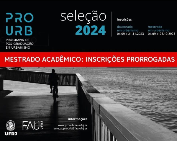 Inscrições prorrogadas – Mestrado Acadêmico em Urbanismo